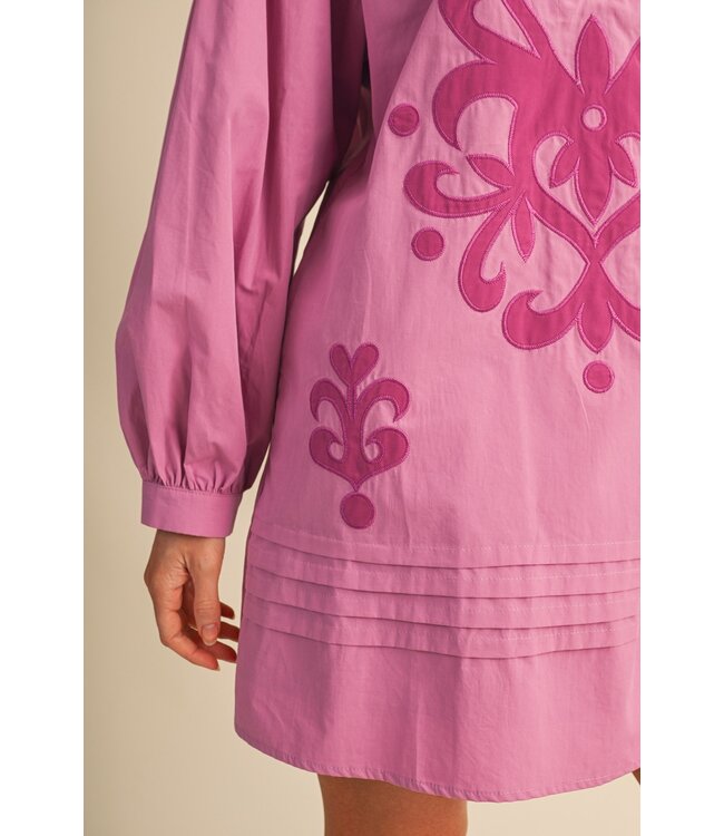 Holly Orchid Bloom Embroidered Applique Dress