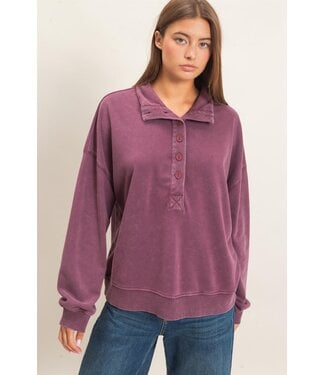 HYFVE Inc Zoe Dark Cherry Mineral Wash Sweatshirt