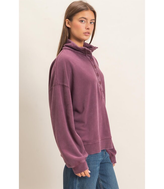 Zoe Dark Cherry Mineral Wash Sweatshirt