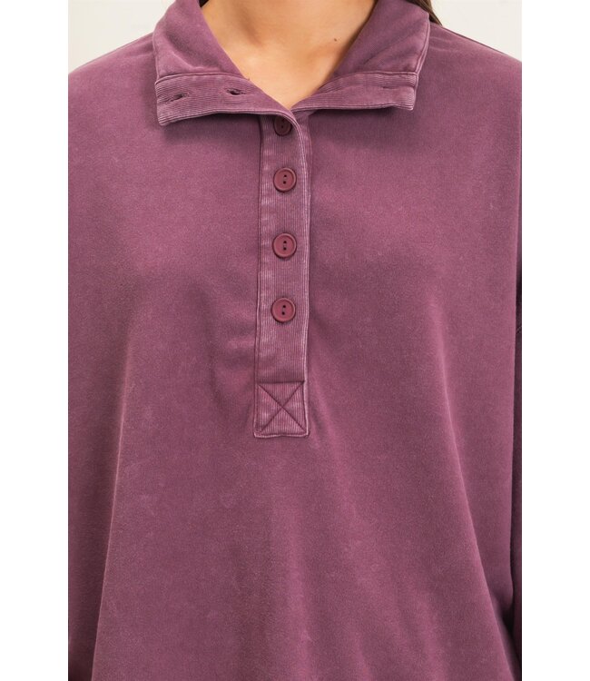 Zoe Dark Cherry Mineral Wash Sweatshirt