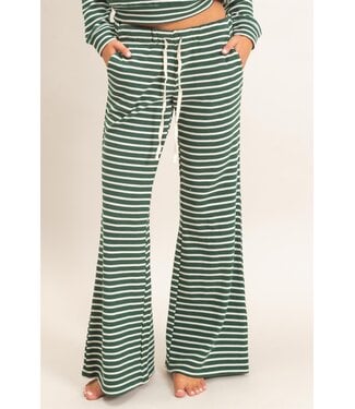HYFVE Inc Addyson Dark Green Striped Waffle Knit Pants