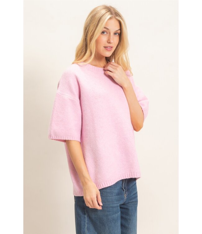 Kyleigh Pink Knit Sweater Top