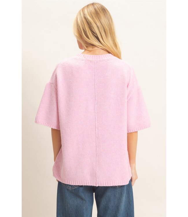 Kyleigh Pink Knit Sweater Top