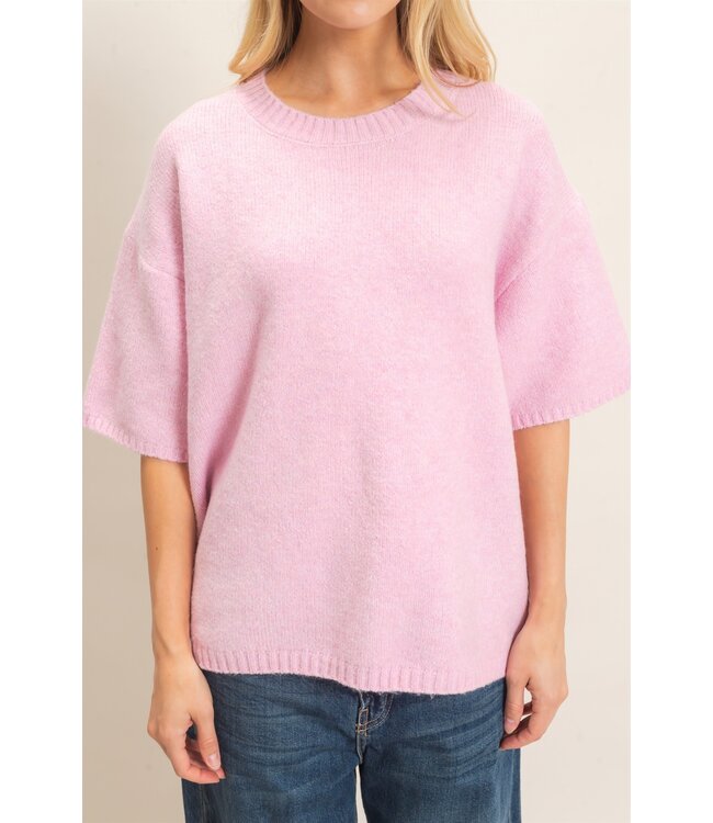 Kyleigh Pink Knit Sweater Top