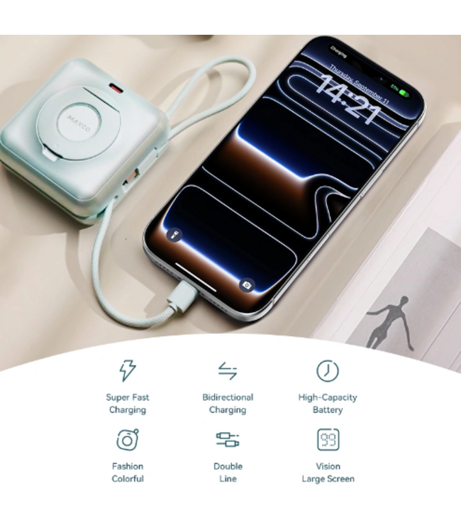 Mini Magnetic Mint Green Power Bank