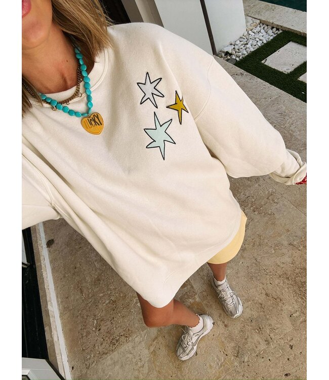 How Lucky Are We Cream Sweatshirt