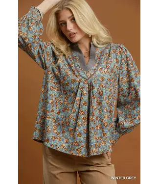 Jess Winter Grey Floral Top