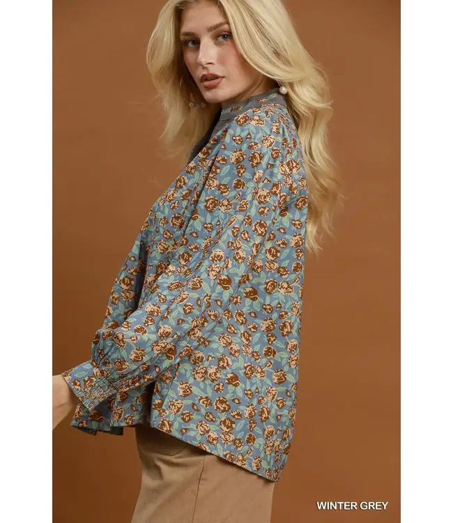 Jess Winter Grey Floral Top