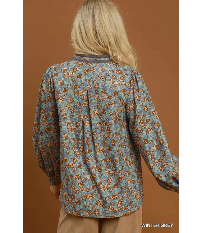 Jess Winter Grey Floral Top