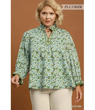 Faye Olive Floral Top