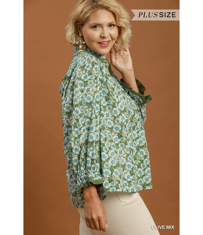 Faye Olive Floral Top