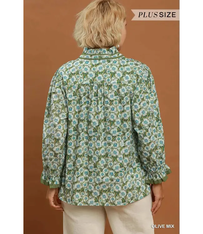 Faye Olive Floral Top