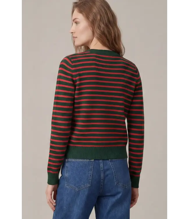 Tracy Green & Red Striped Sweater Cardigan