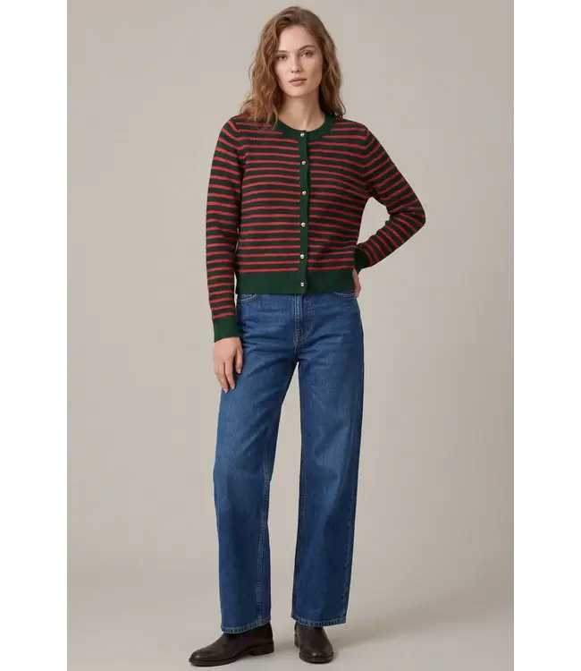 Tracy Green & Red Striped Sweater Cardigan