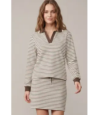 SHE + SKY Zoe Brown Striped Top