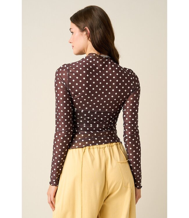 Judy Brown Sheer Polka Dot Mesh Top