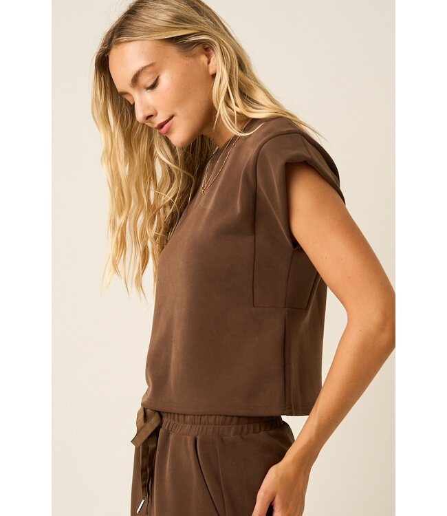 Carmen Brown Cloud Knit Athleisure Top