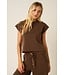 Carmen Brown Cloud Knit Athleisure Top