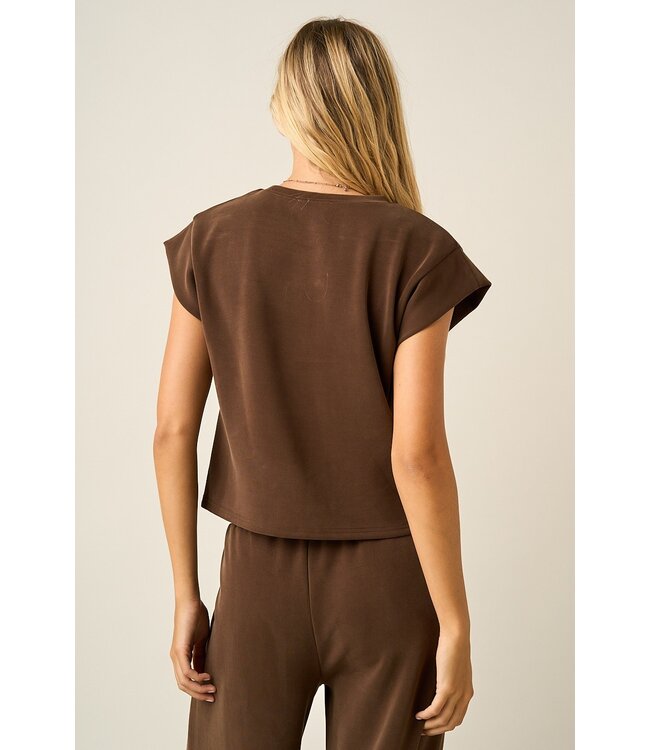 Carmen Brown Cloud Knit Athleisure Top