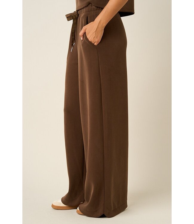 Carmen Brown Cloud Knit Wide Leg Pants
