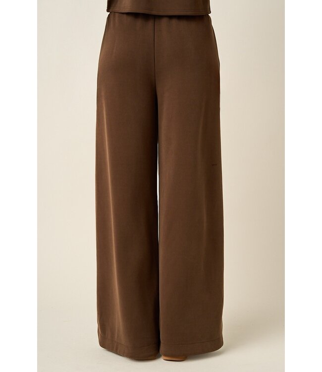 Carmen Brown Cloud Knit Wide Leg Pants