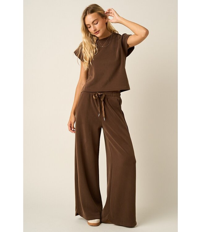 Carmen Brown Cloud Knit Wide Leg Pants