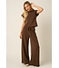 Carmen Brown Cloud Knit Wide Leg Pants