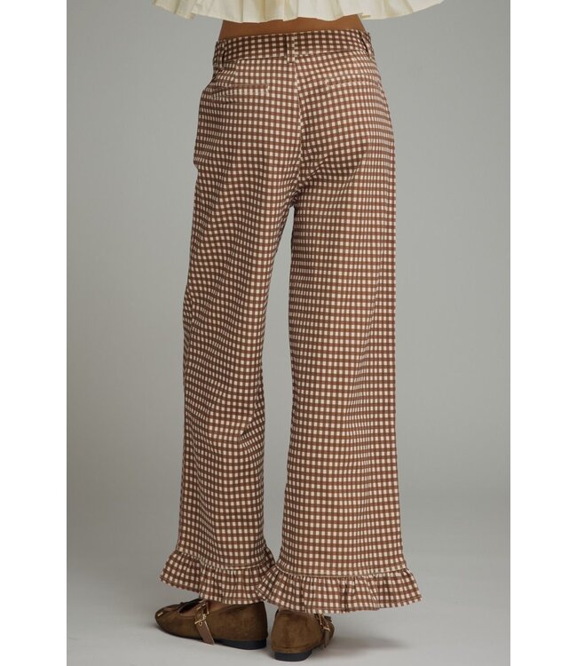 Tana Brown Gingham Ruffle Pants