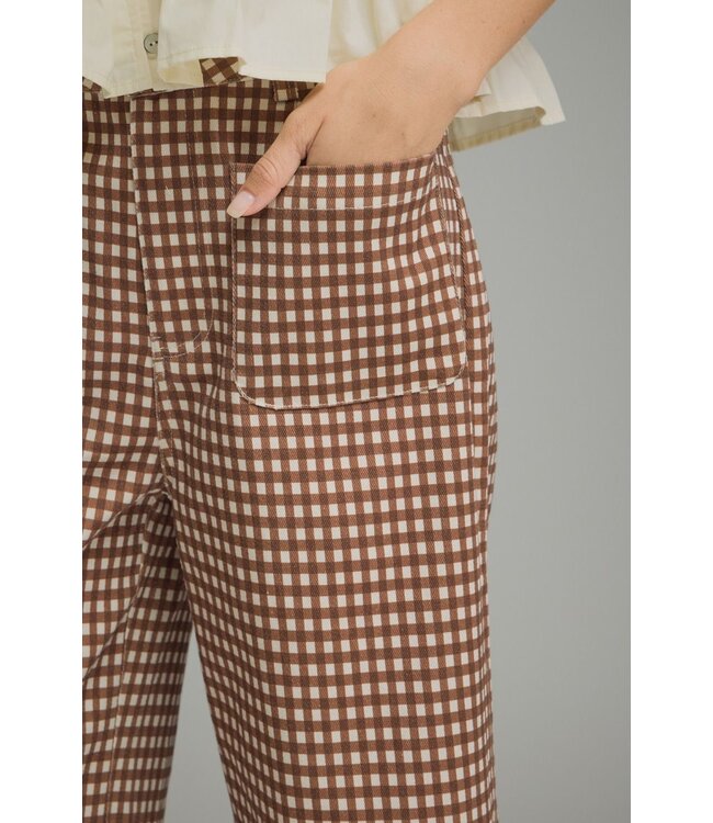Tana Brown Gingham Ruffle Pants