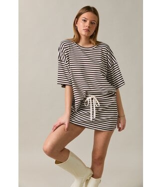 Le Lis Joy Brown Striped Oversized Top
