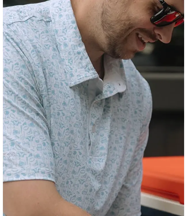 Biggest Fan Powder Blue Printed Polo