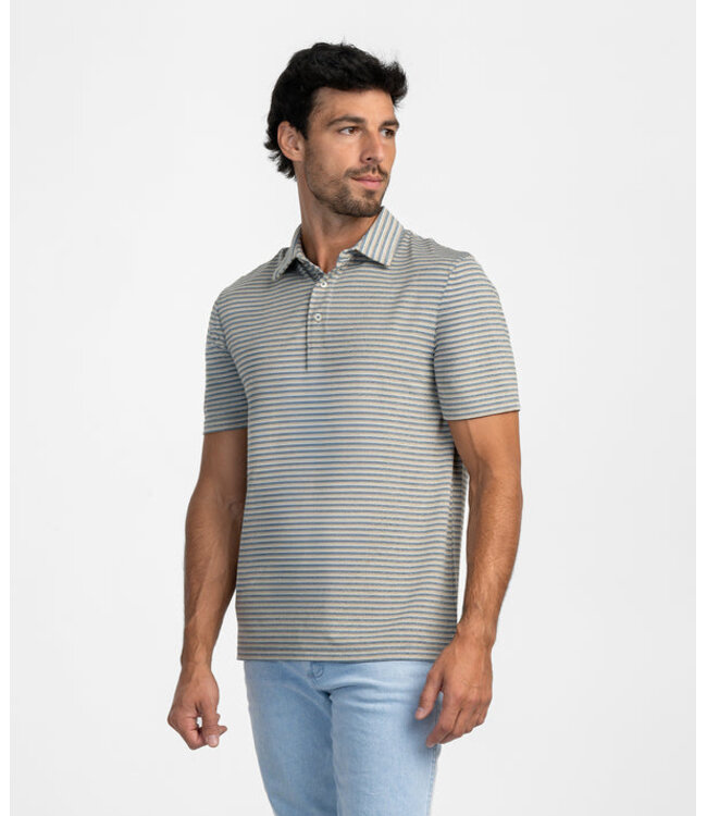 Cahaba Heather Blue Ridge Stripe Polo