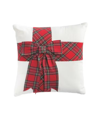 Red Tartan Bow Square Pillow