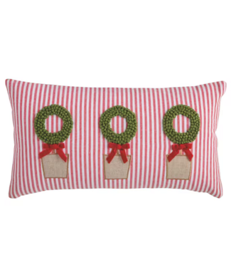 Red Stripe Topiary Lumbar Pillow
