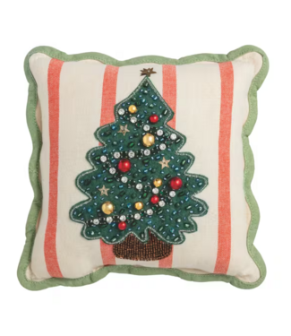 Mini Christmas Tree Beaded Pillow