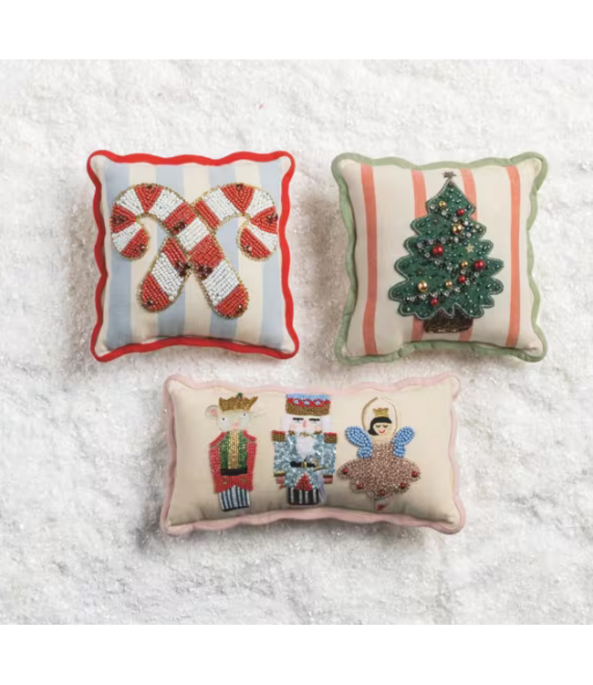Mini Christmas Tree Beaded Pillow