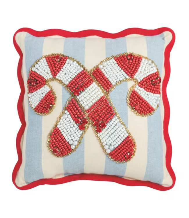Mini Candy Canes Beaded Pillow