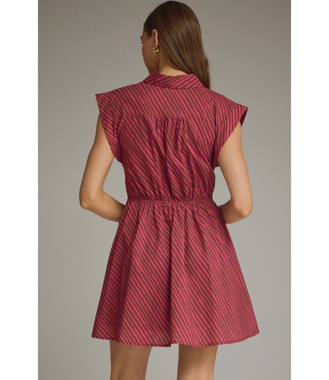 Mauve Brown Fuchsia Striped Dress