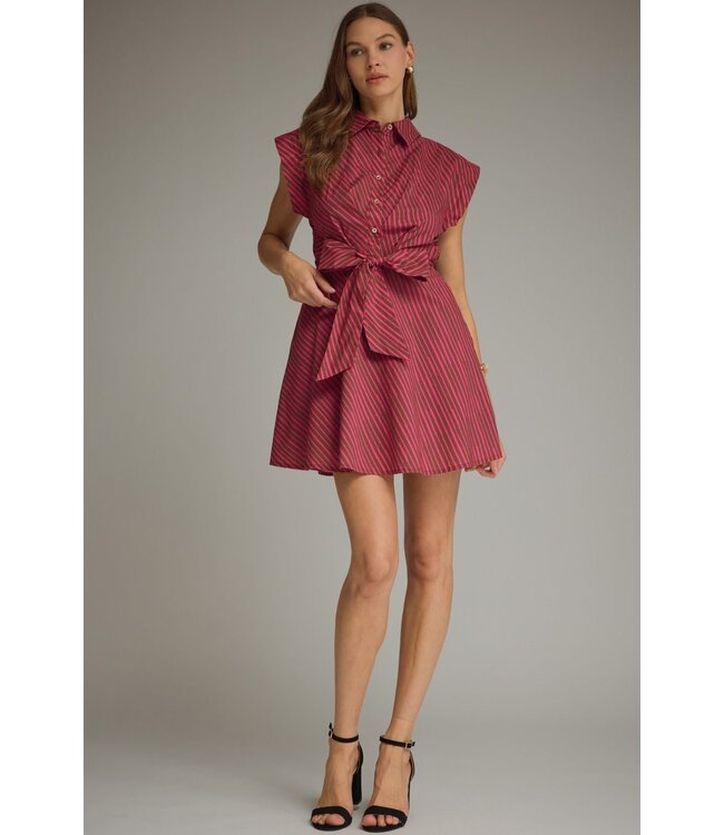 Mauve Brown Fuchsia Striped Dress