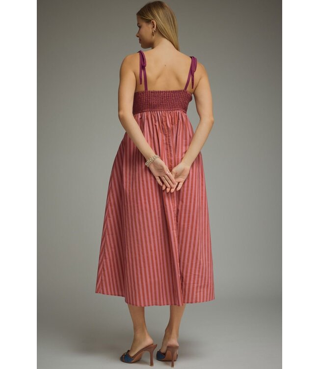 Robin Plum Striped Midi Dress