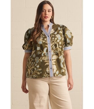 Entro Eloise Olive Floral Top