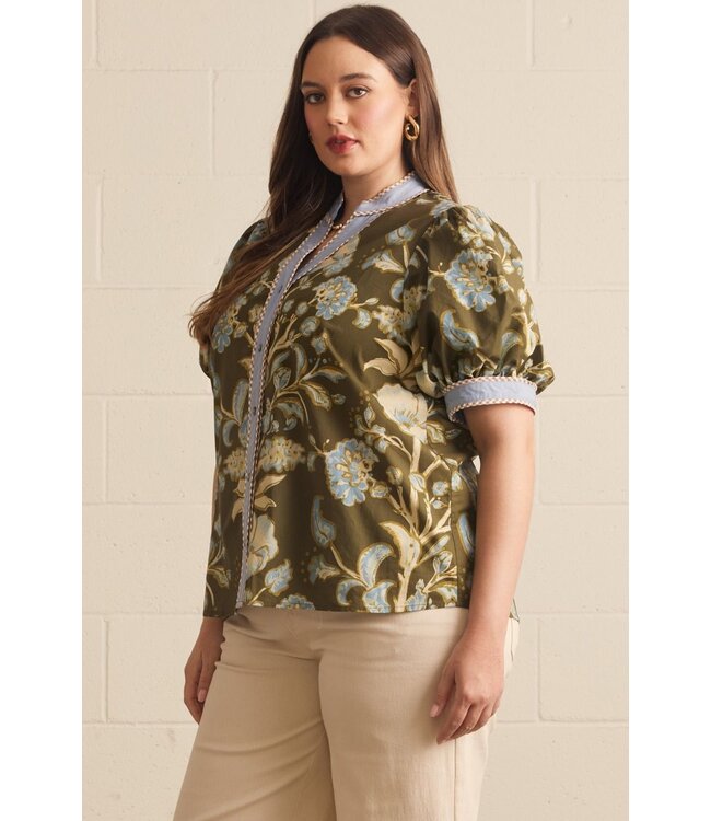 Eloise Olive Floral Top