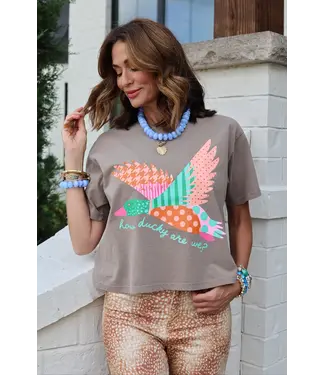 Poppy & Pine How Ducky Are We Brown Crop Tee