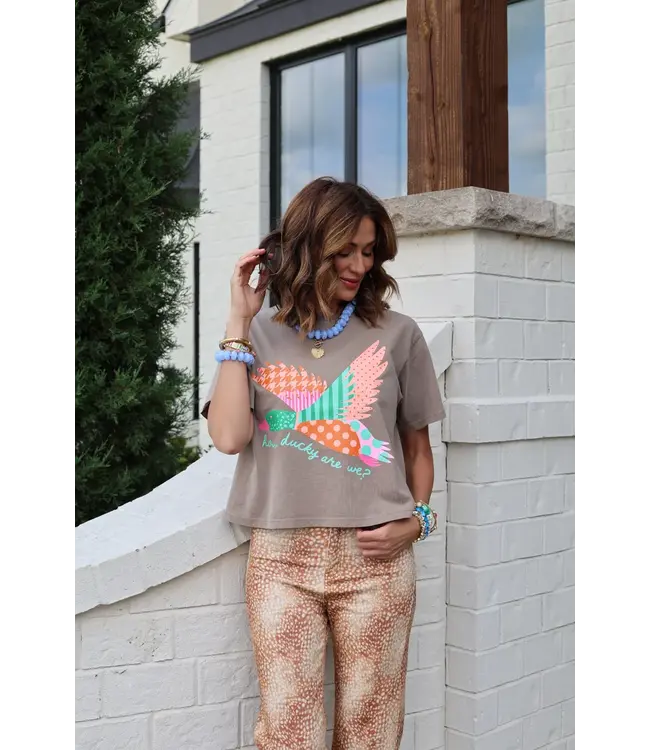 How Ducky Are We Brown Crop Tee