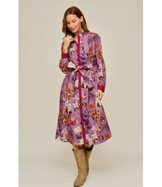 Jodifl Jana Dusty Lavender Floral Midi Dress