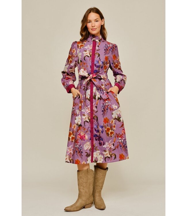 Jana Dusty Lavender Floral Midi Dress