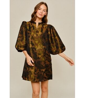 Jodifl Mallory Taupe Horse Jacquard Dress