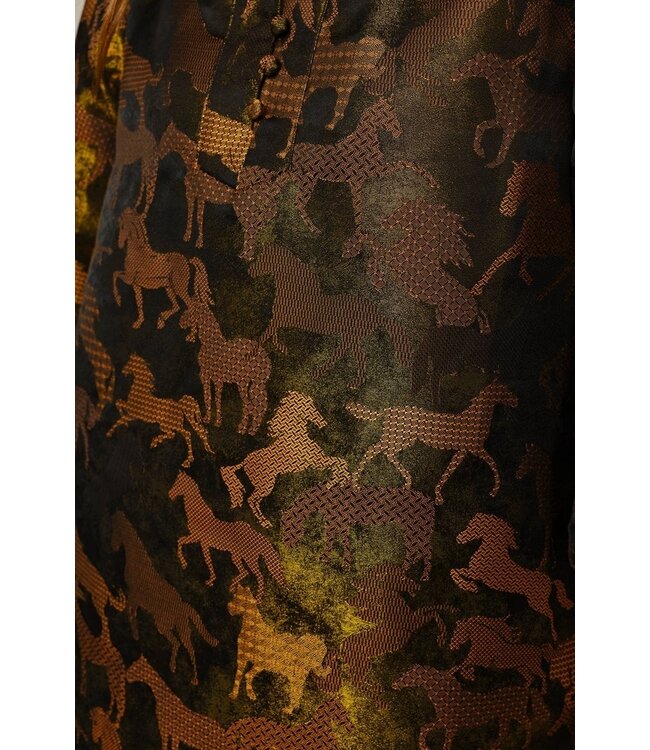 Mallory Taupe Horse Jacquard Dress