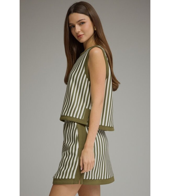 Chandler Olive Striped Top