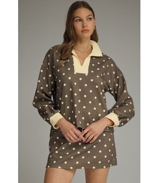 Entro Joanne Mocha Polka Dot Top